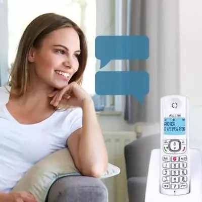 Téléphone sans fil - ALCATEL - F530 Duo - 2 combinés, blocage d'appels, mains libres, 2 mémoires directes, Blanc/Bleu Téléphone sans fil - ALCATEL - F530 Duo - 2 combinés, blocage d'appels, mains libres, 2 mémoires directes, Blanc/Bleu