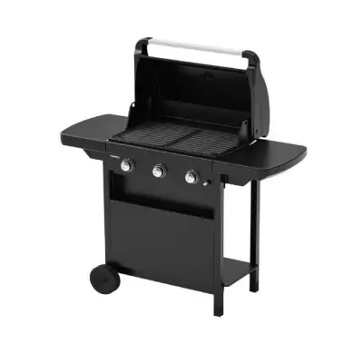 Barbecue gaz compact 3 brûleurs en acier - Surface de cuisson 60x35 cm