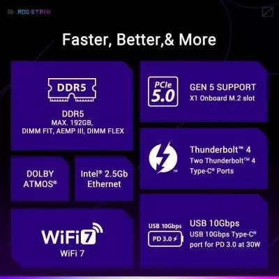 Carte mère ASUS STRIX Z890-A GAMING WIFI - DDR5 SDRAM - M.2 PCIe 5.0