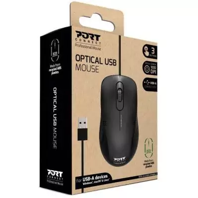 Souris filaire professionnelle PORT Designs 900400-PRO - USB-A - Noir