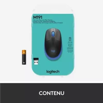 Souris Logitech M190 Bleu Sans Fil - Confort et Fiabilité