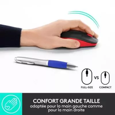 Souris Logitech M190 Rouge sans Fil - Idéale pour le Travail à Distance Souris Logitech M190 Rouge sans Fil - Idéale pour le Travail à Distance