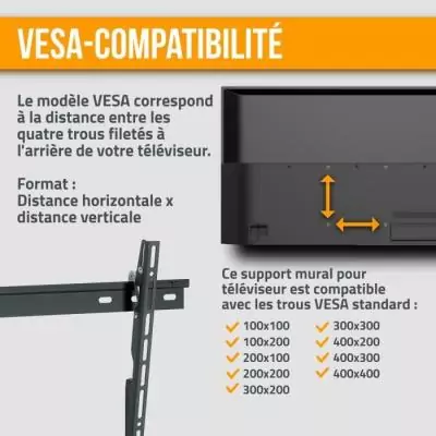 NANOOK Support Mural inclinable pour téléviseurs de 32-55 Pouces- Solution de Montage pour des télés LCD et (O)LED - Noir NANOOK Support Mural inclinable pour téléviseurs de 32-55 Pouces- Solution de Montage pour des télés LCD et (O)LED - Noir