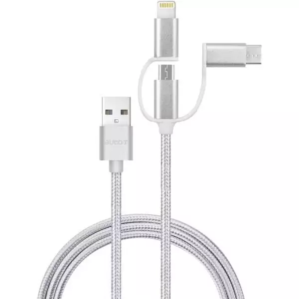 Câble 3 en 1 - AUTO T - 540206 - Micro-USB - Apple - USB-C