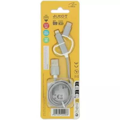 Câble 3 en 1 - AUTO T - 540206 - Micro-USB - Apple - USB-C