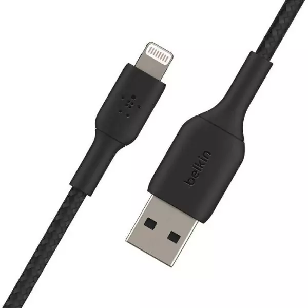 Câble tressé - BELKIN - Lightning vers USB-A - 2 m - Noir