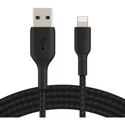 Câble tressé 2m BELKIN Lightning vers USB-A - Noir • Charge rapide
