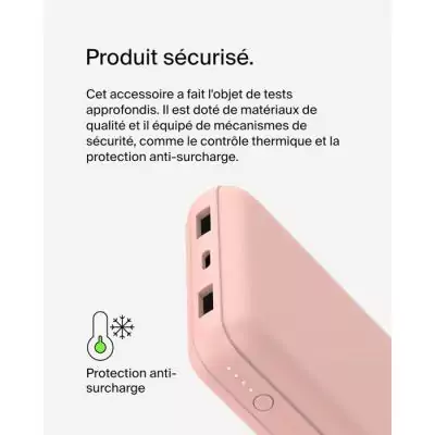 Batterie externe - BELKIN - 20 000 mAh - USB-A & USB-C - 15 W - Rose Batterie externe - BELKIN - 20 000 mAh - USB-A & USB-C - 15 W - Rose