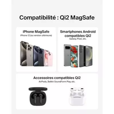 Pad de recharge - BELKIN - USB-C - 15 W - Noir Pad de recharge - BELKIN - USB-C - 15 W - Noir