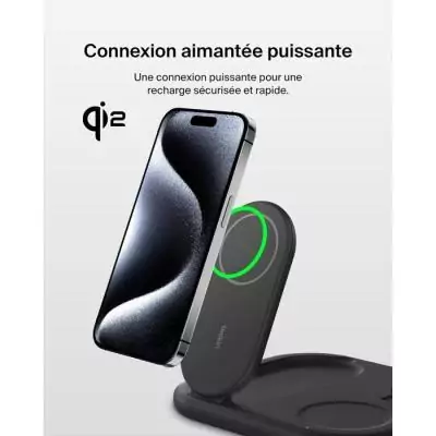 Socle de recharge sans fil BELKIN Qi2 - 3-en-1 - Noir